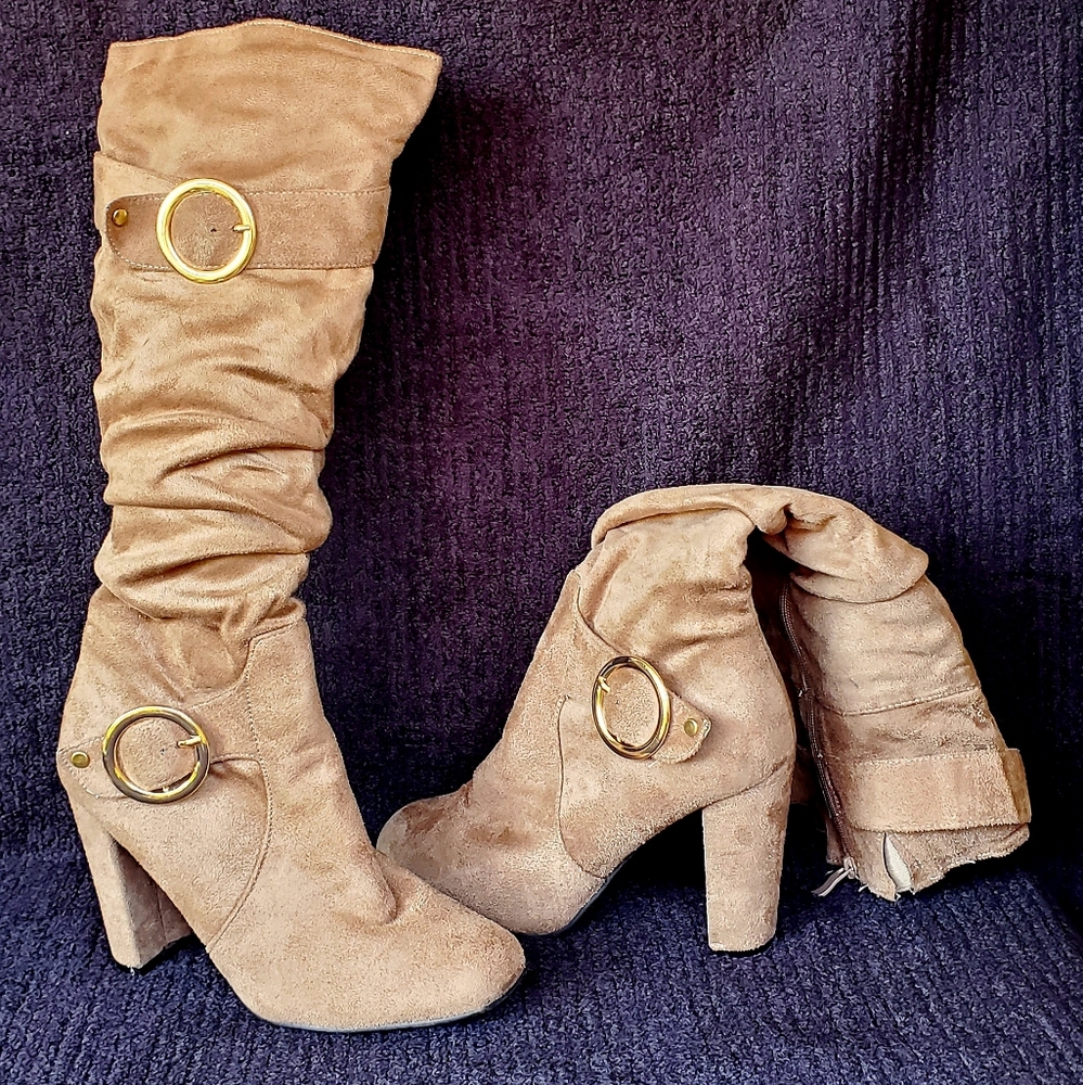 Suede High Heeled Boots, Forever, 10